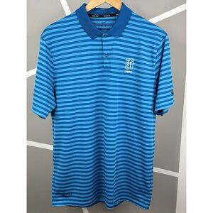 Nike Golf Polo Short Sleeve Shirt Men’s M TPC Sawgrass Blue Stripe PGA Dri-Fit